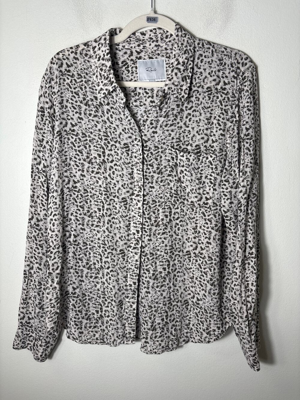 Rails Josephine Charcoal Watercolor Cheetah Shirt Sz